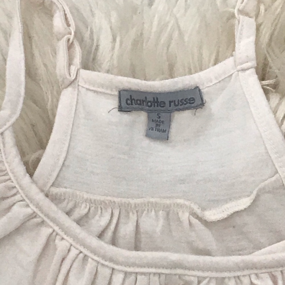 White/Cream Racerback Ruffle Top - Picture 2 of 2
